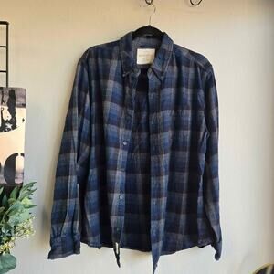 Weatherproof Vintage Men’s Blue & Black Plaid Flannel Shirt - xxl